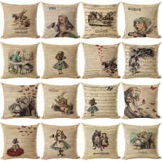 Serie Vintage cojín ilustración almohada conejo Praiser en periódico Alice in Wonderland Retro almohadas decorativas HH055 ali-48705916